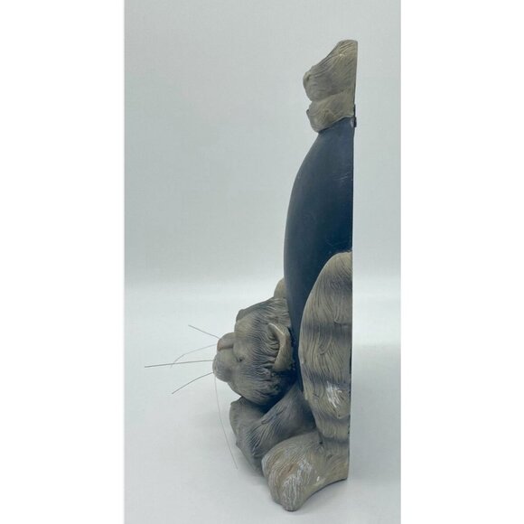 Gray Tabby Cat Chalk Board Blackboard Freestanding 10” Figurine - Picture 3 of 5